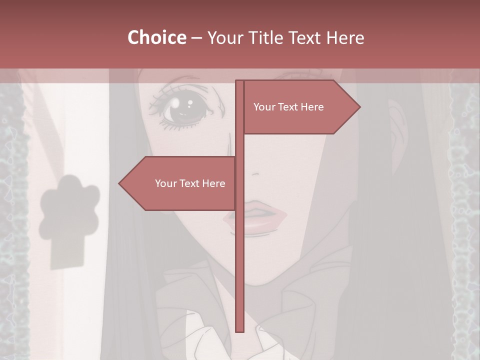 A Woman With Long Black Hair And A Bow Tie PowerPoint Template