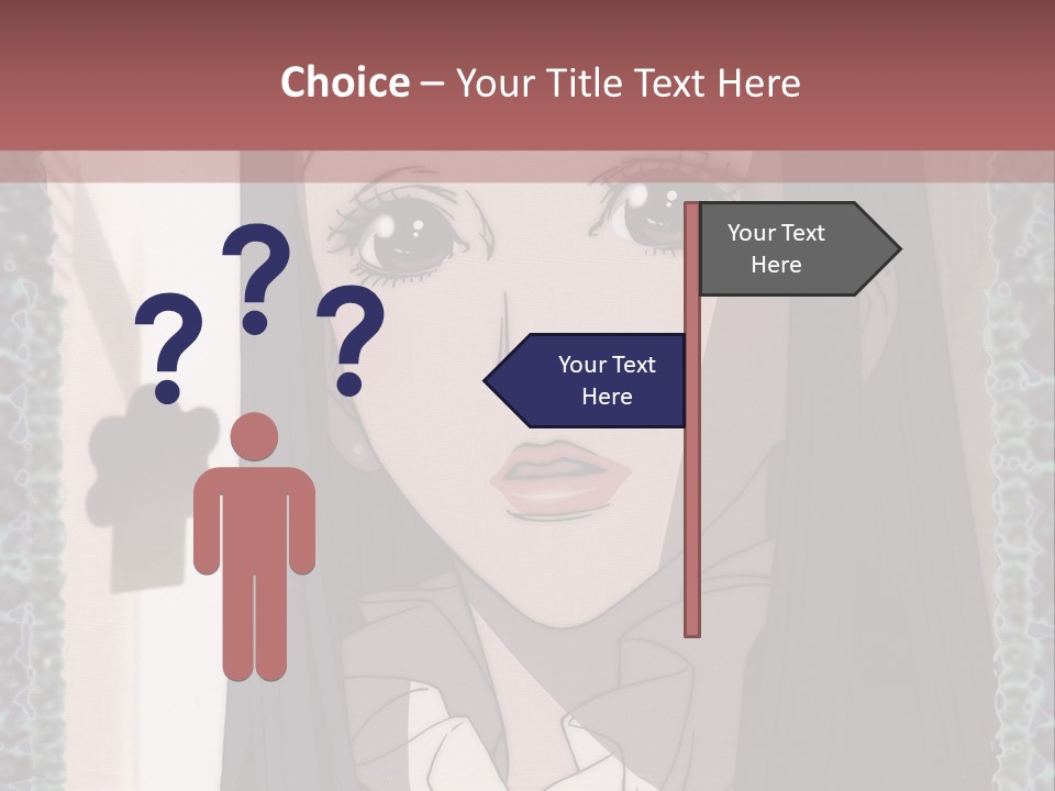 A Woman With Long Black Hair And A Bow Tie PowerPoint Template