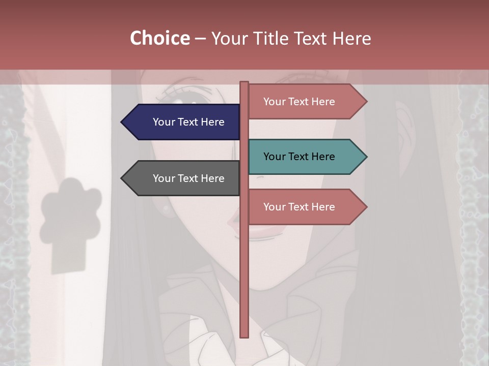 A Woman With Long Black Hair And A Bow Tie PowerPoint Template