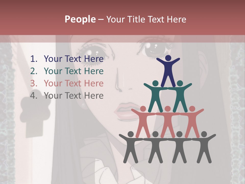 A Woman With Long Black Hair And A Bow Tie PowerPoint Template