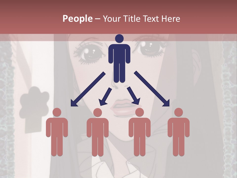 A Woman With Long Black Hair And A Bow Tie PowerPoint Template