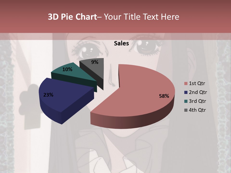 A Woman With Long Black Hair And A Bow Tie PowerPoint Template