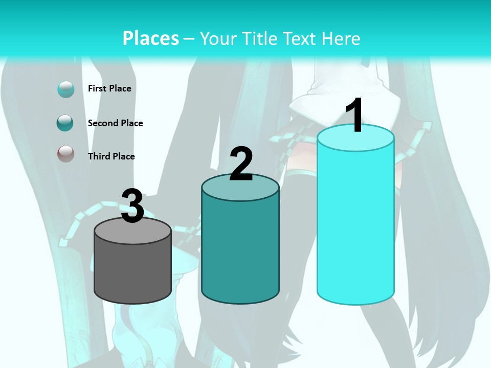 A Girl With Blue Hair Is Standing In Front Of A Blue Background PowerPoint Template