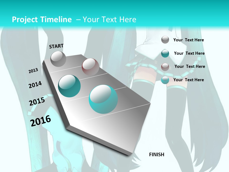 A Girl With Blue Hair Is Standing In Front Of A Blue Background PowerPoint Template