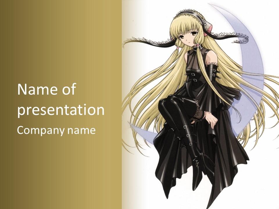 A Woman With Long Blonde Hair Sitting On Top Of A Table PowerPoint Template