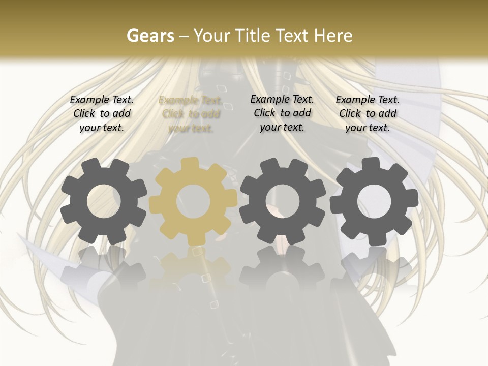 A Woman With Long Blonde Hair Sitting On Top Of A Table PowerPoint Template