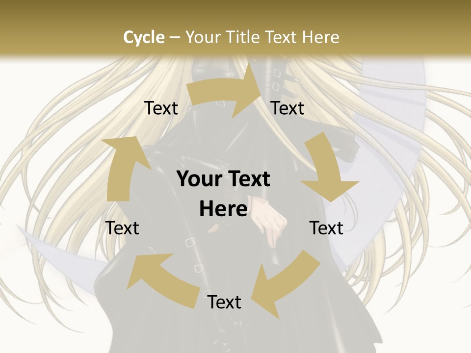A Woman With Long Blonde Hair Sitting On Top Of A Table PowerPoint Template