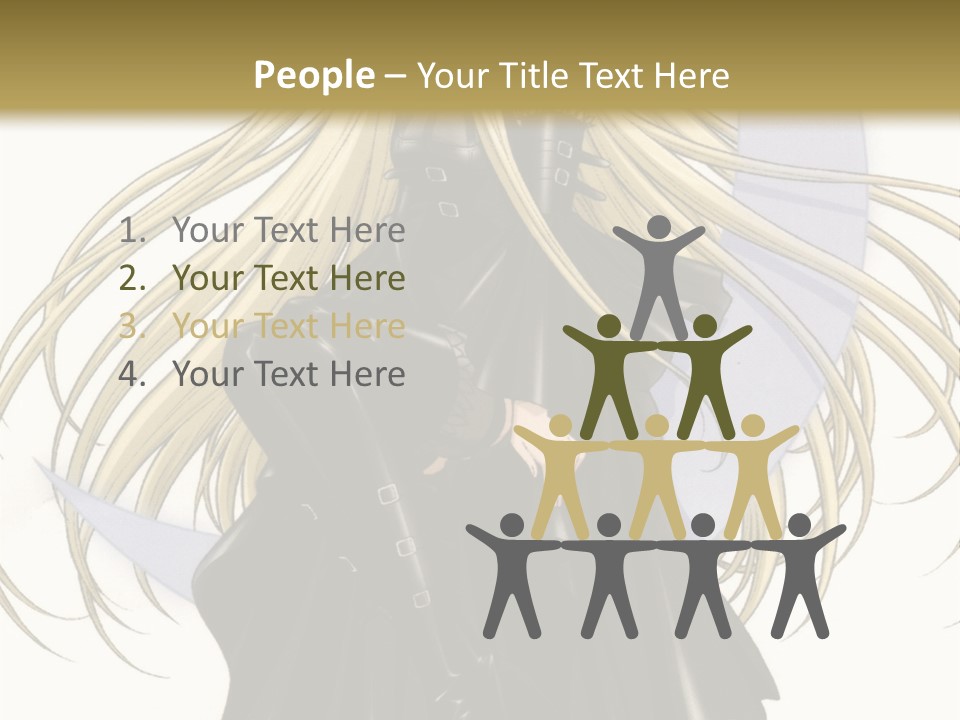 A Woman With Long Blonde Hair Sitting On Top Of A Table PowerPoint Template