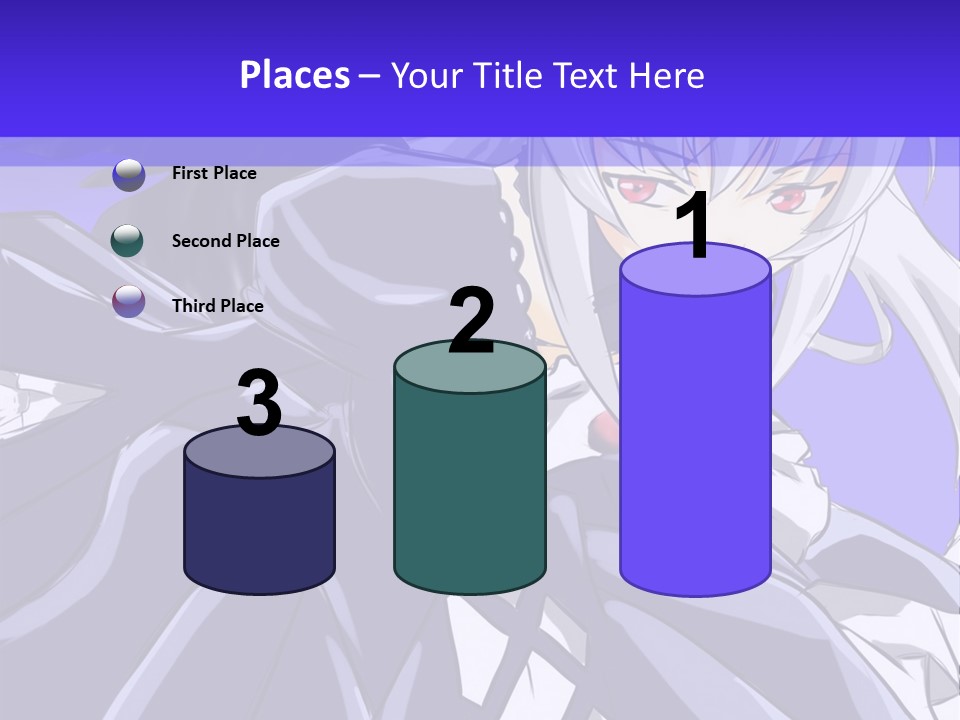 An Anime Character With White Hair And Black Wings PowerPoint Template