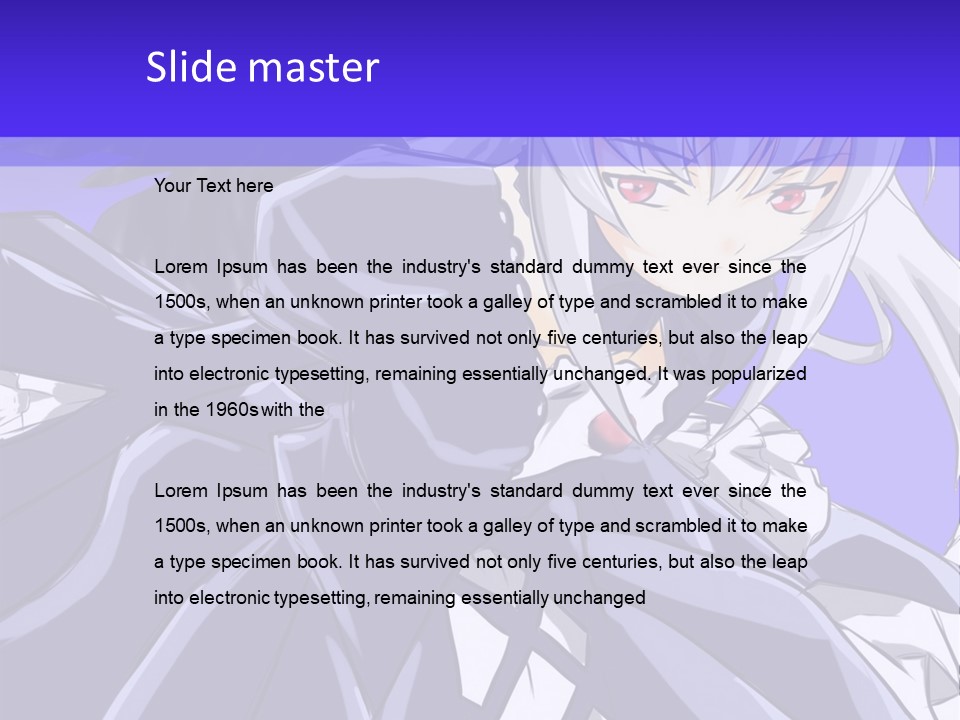 An Anime Character With White Hair And Black Wings PowerPoint Template