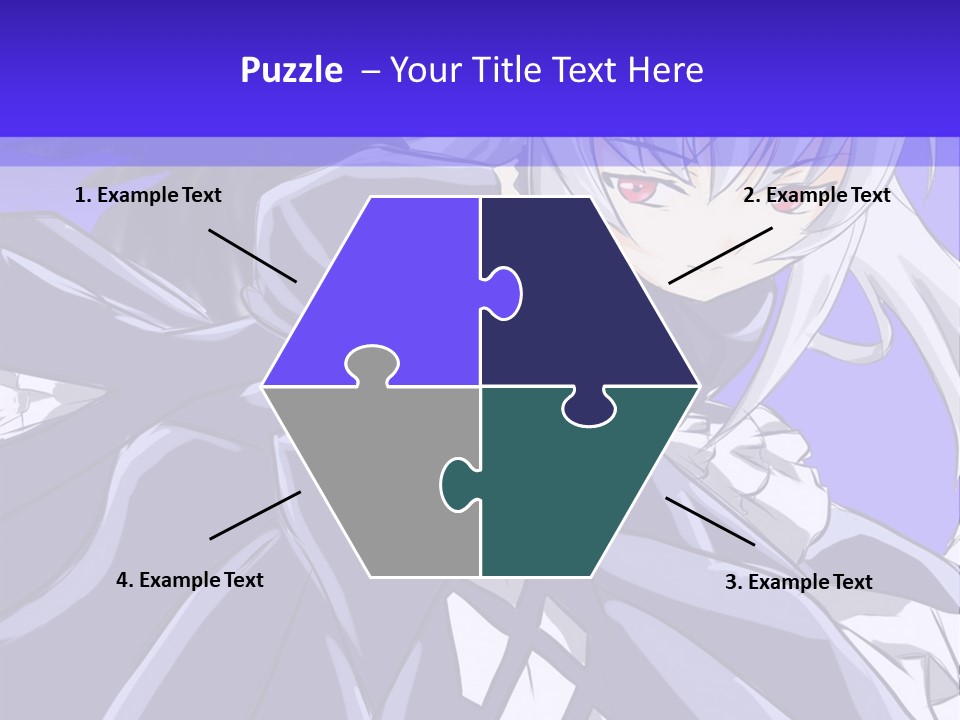 An Anime Character With White Hair And Black Wings PowerPoint Template