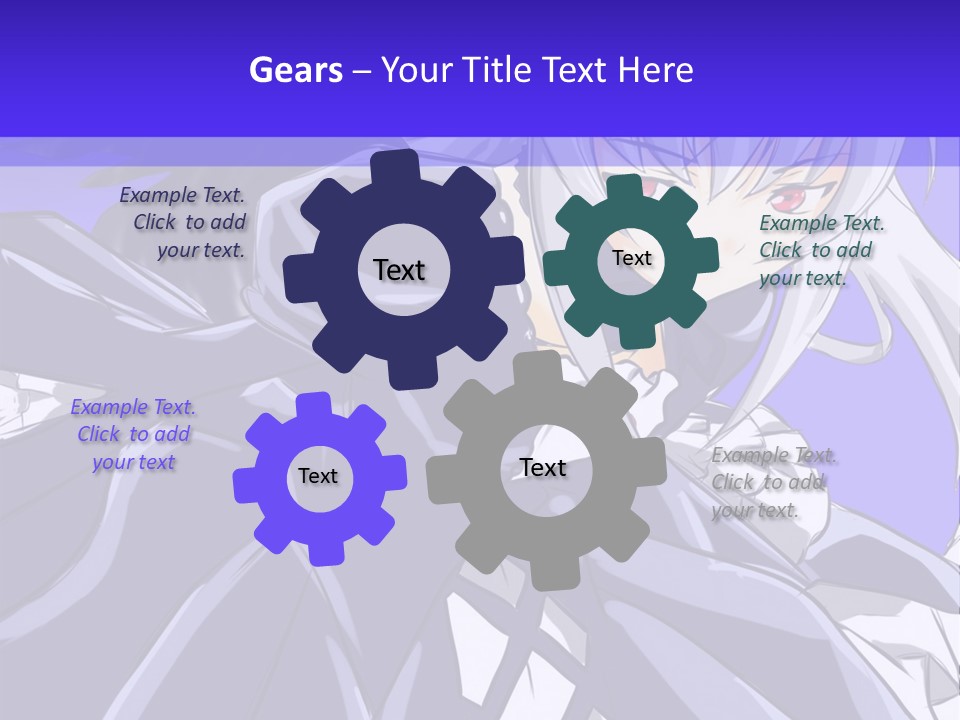 An Anime Character With White Hair And Black Wings PowerPoint Template