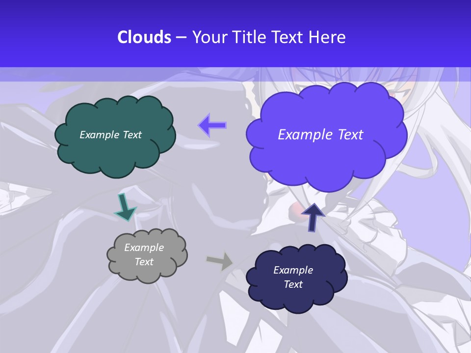 An Anime Character With White Hair And Black Wings PowerPoint Template