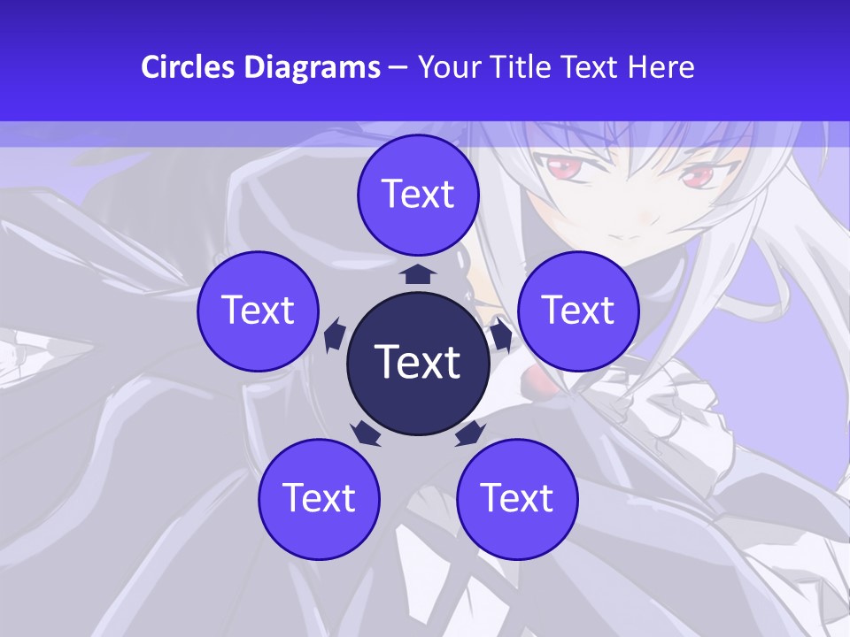 An Anime Character With White Hair And Black Wings PowerPoint Template