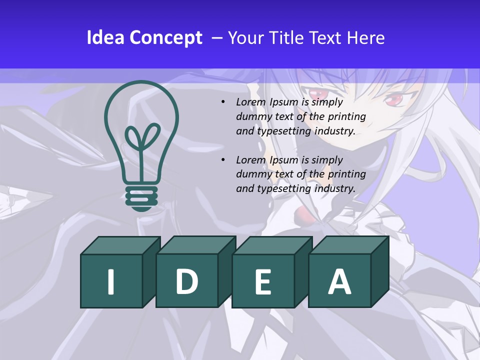 An Anime Character With White Hair And Black Wings PowerPoint Template