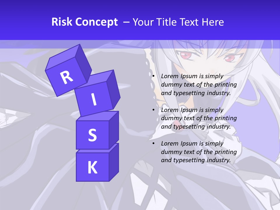 An Anime Character With White Hair And Black Wings PowerPoint Template