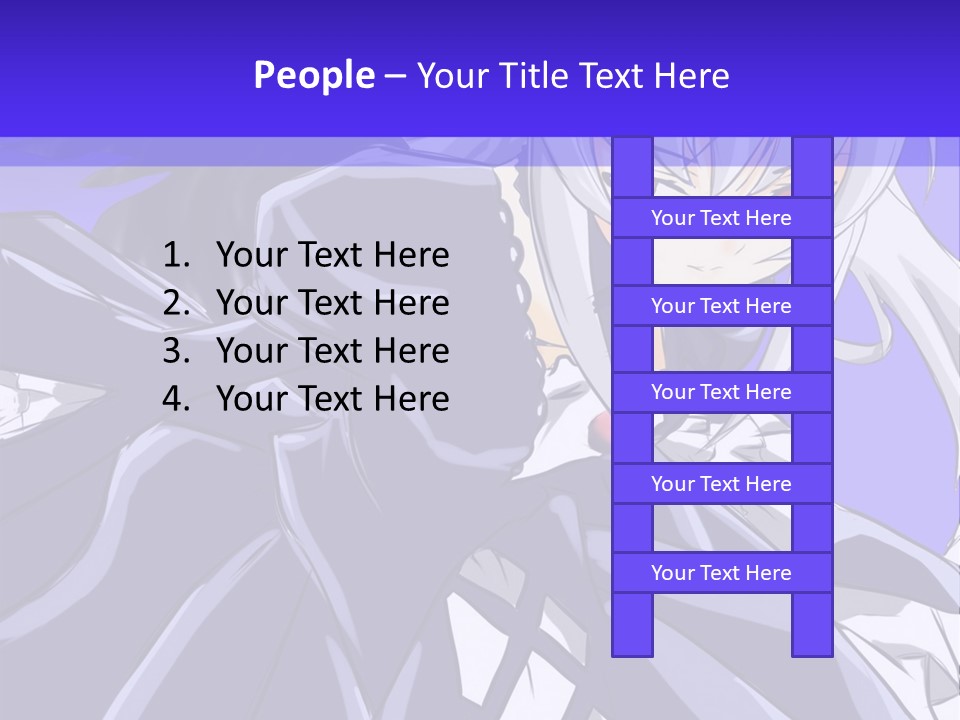 An Anime Character With White Hair And Black Wings PowerPoint Template