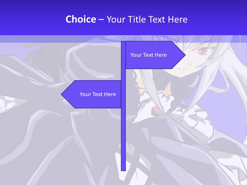 An Anime Character With White Hair And Black Wings PowerPoint Template