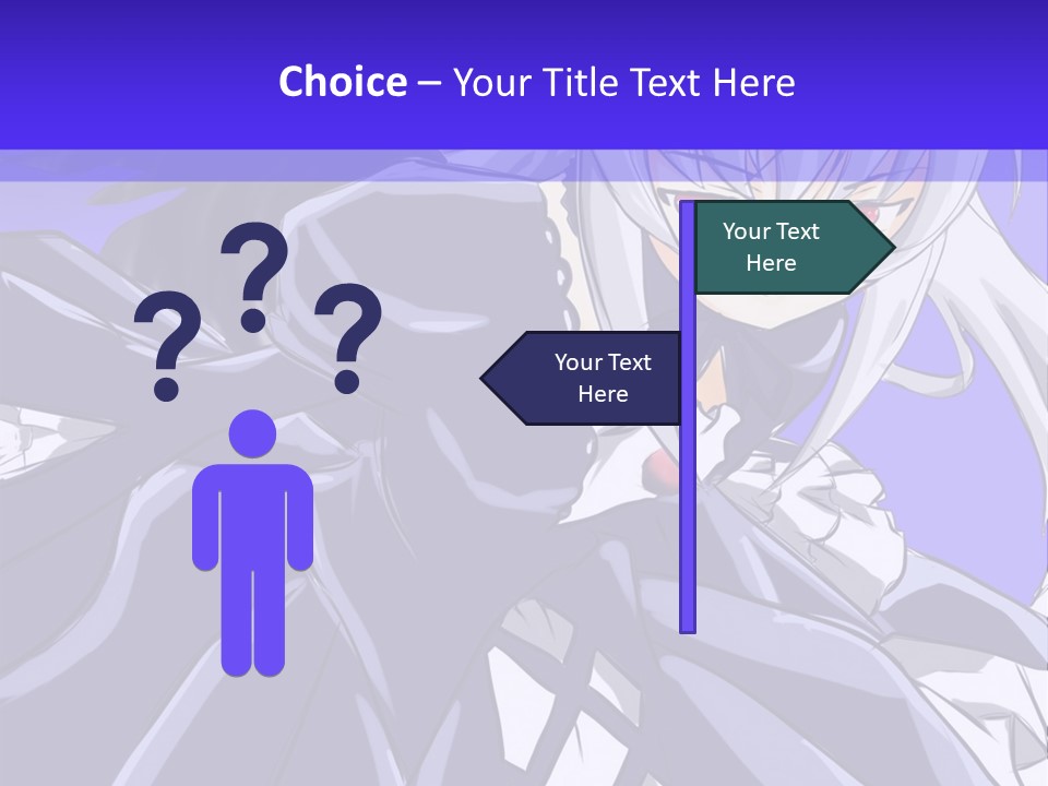 An Anime Character With White Hair And Black Wings PowerPoint Template