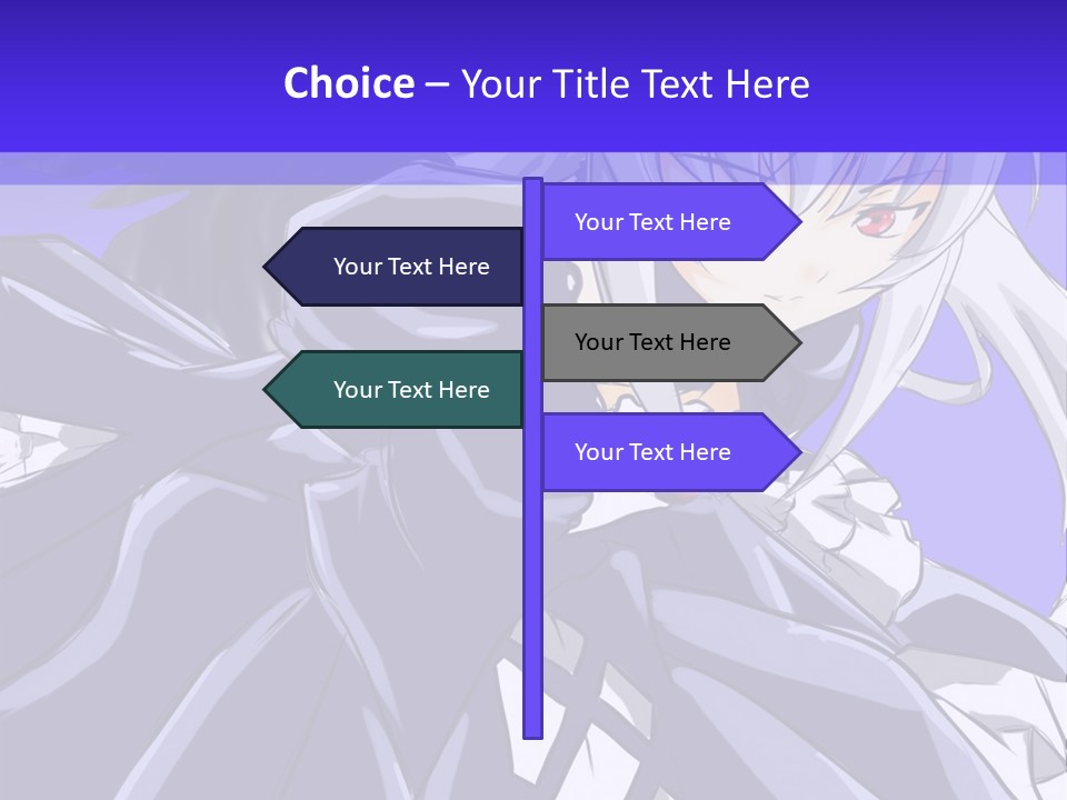 An Anime Character With White Hair And Black Wings PowerPoint Template