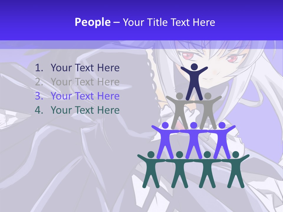 An Anime Character With White Hair And Black Wings PowerPoint Template