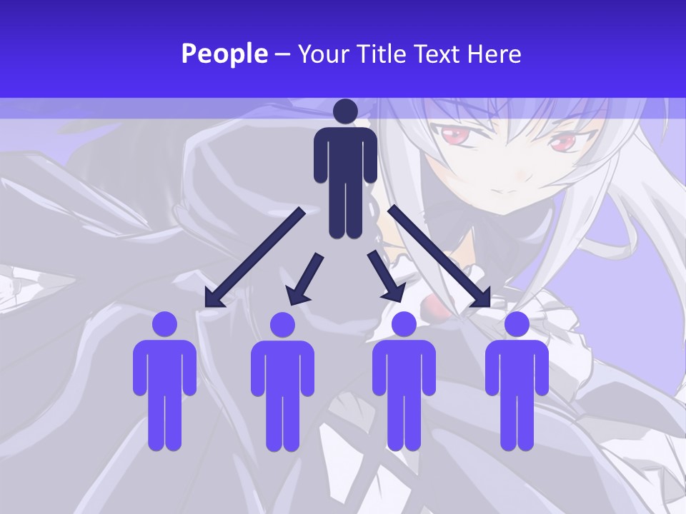 An Anime Character With White Hair And Black Wings PowerPoint Template