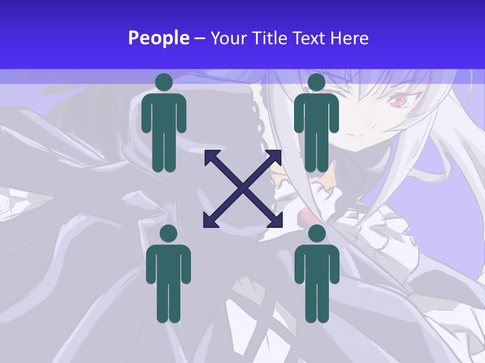 An Anime Character With White Hair And Black Wings PowerPoint Template