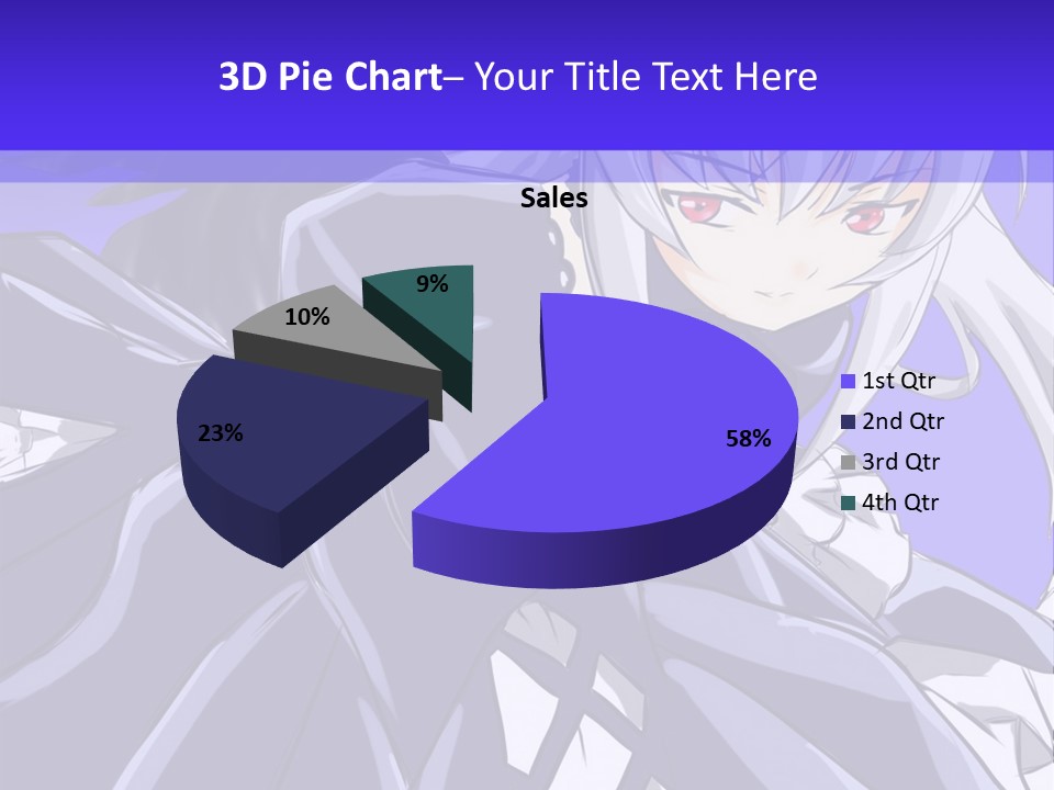 An Anime Character With White Hair And Black Wings PowerPoint Template