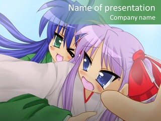 A Couple Of Anime Girls Hugging Each Other PowerPoint Template