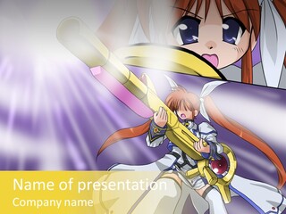 A Anime Character Holding A Sword With The Caption Name Of Presentation Company Name PowerPoint Template