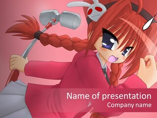 A Woman With Red Hair Is Holding An Umbrella PowerPoint Template