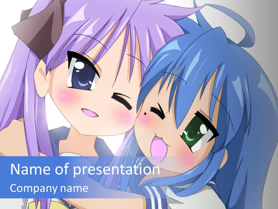 A Couple Of Anime Girls Hugging Each Other PowerPoint Template