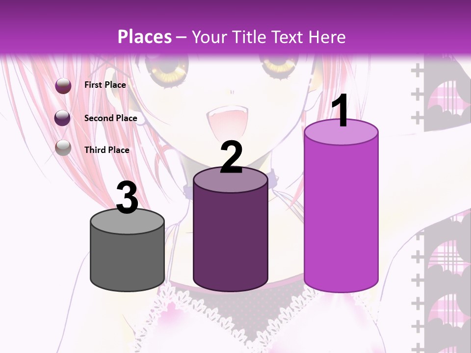 A Girl With Pink Hair Is Standing In Front Of A Purple Background PowerPoint Template