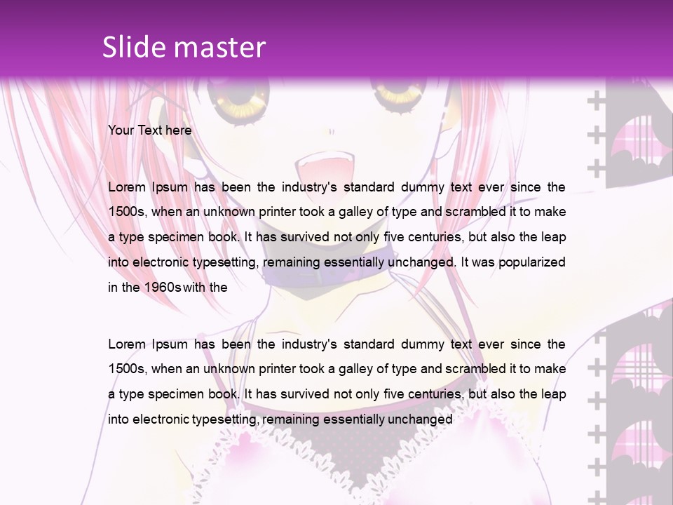 A Girl With Pink Hair Is Standing In Front Of A Purple Background PowerPoint Template