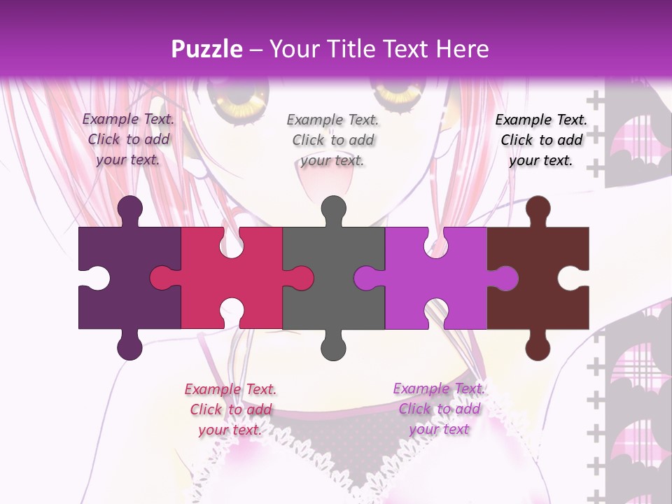 A Girl With Pink Hair Is Standing In Front Of A Purple Background PowerPoint Template