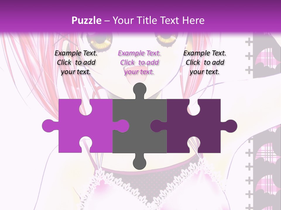 A Girl With Pink Hair Is Standing In Front Of A Purple Background PowerPoint Template