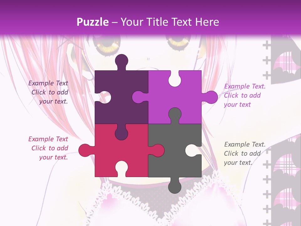 A Girl With Pink Hair Is Standing In Front Of A Purple Background PowerPoint Template