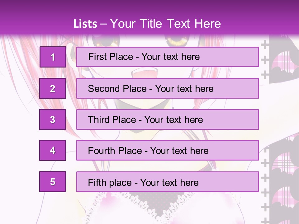 A Girl With Pink Hair Is Standing In Front Of A Purple Background PowerPoint Template