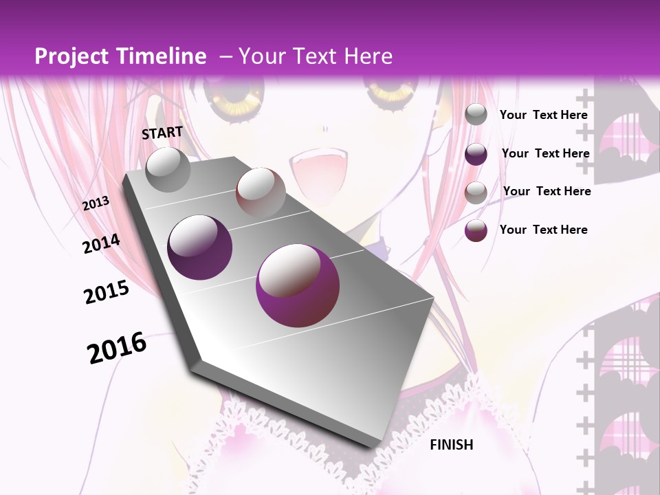 A Girl With Pink Hair Is Standing In Front Of A Purple Background PowerPoint Template