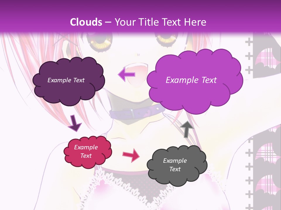 A Girl With Pink Hair Is Standing In Front Of A Purple Background PowerPoint Template