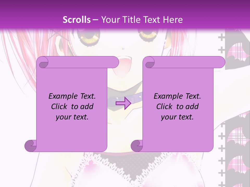 A Girl With Pink Hair Is Standing In Front Of A Purple Background PowerPoint Template