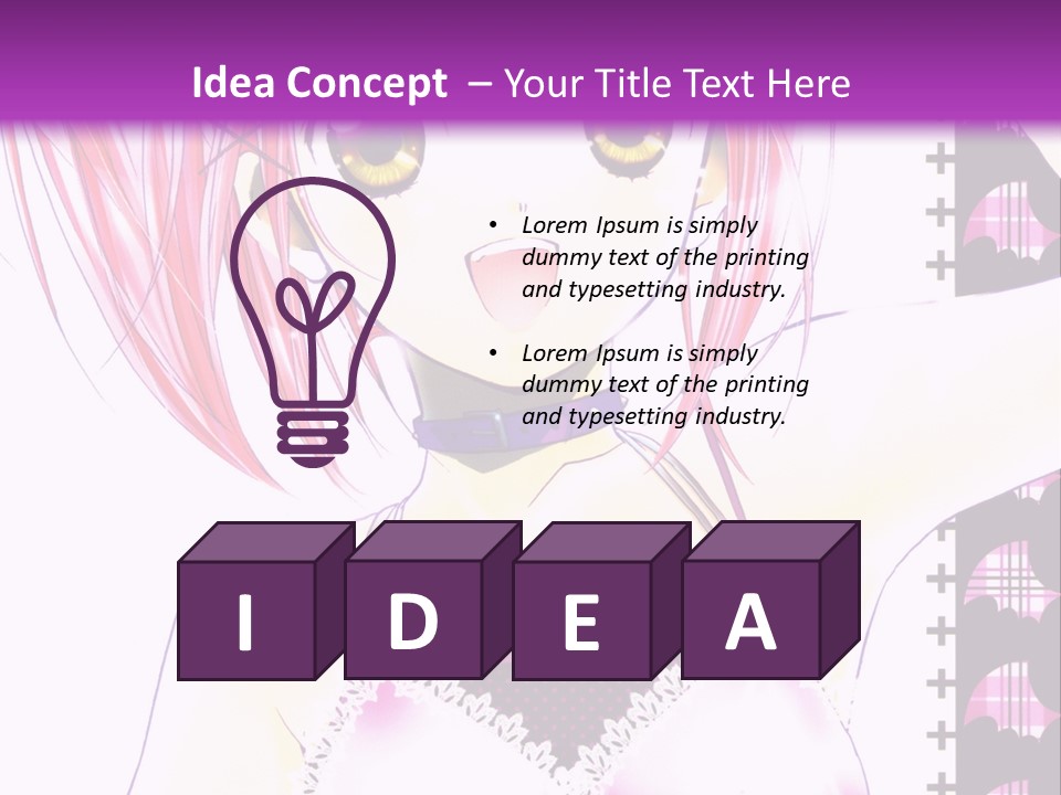 A Girl With Pink Hair Is Standing In Front Of A Purple Background PowerPoint Template