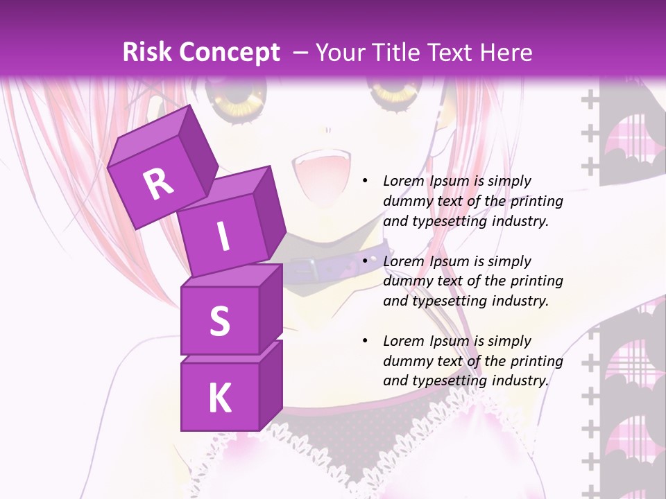 A Girl With Pink Hair Is Standing In Front Of A Purple Background PowerPoint Template