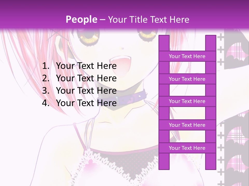 A Girl With Pink Hair Is Standing In Front Of A Purple Background PowerPoint Template