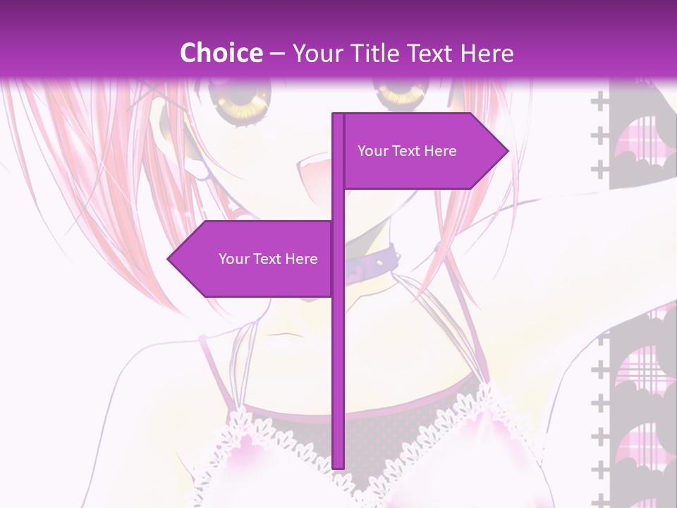 A Girl With Pink Hair Is Standing In Front Of A Purple Background PowerPoint Template