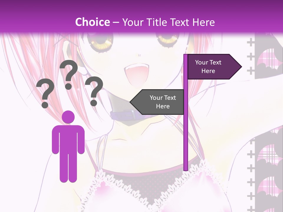 A Girl With Pink Hair Is Standing In Front Of A Purple Background PowerPoint Template