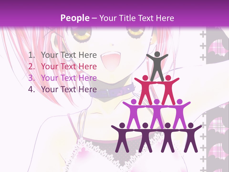A Girl With Pink Hair Is Standing In Front Of A Purple Background PowerPoint Template