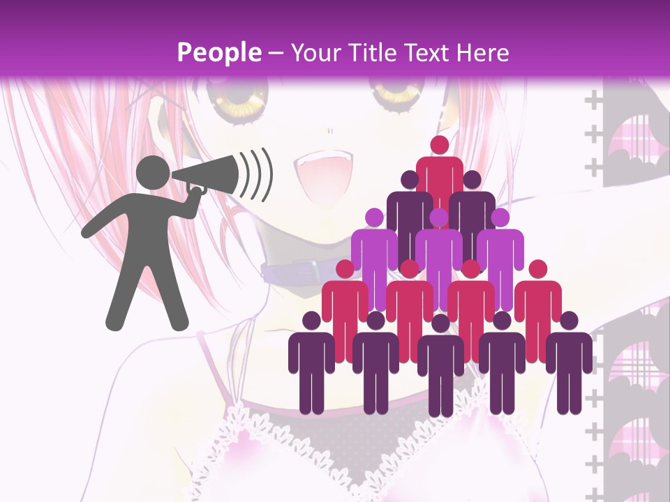 A Girl With Pink Hair Is Standing In Front Of A Purple Background PowerPoint Template