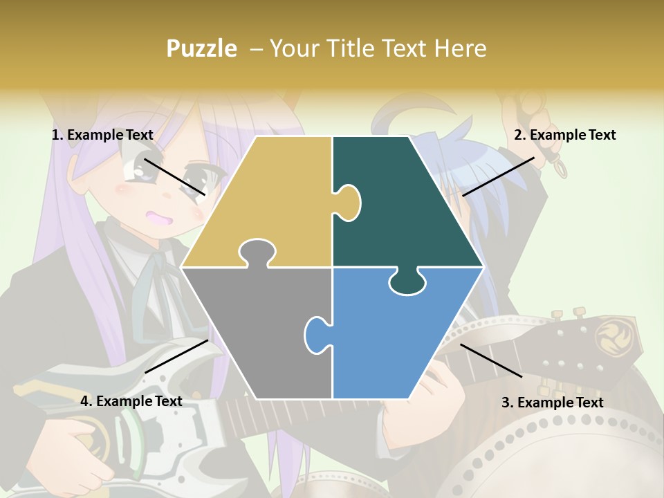 A Couple Of Anime Characters Holding Guitars PowerPoint Template