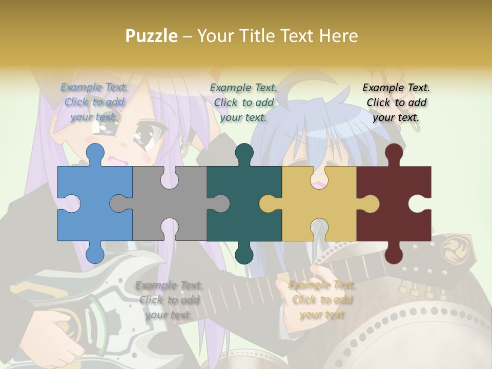 A Couple Of Anime Characters Holding Guitars PowerPoint Template